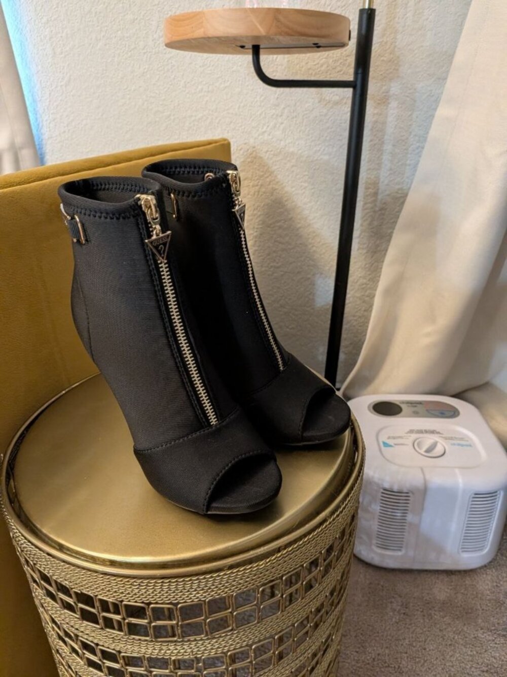 Guess stiletto peep toe heels/booties